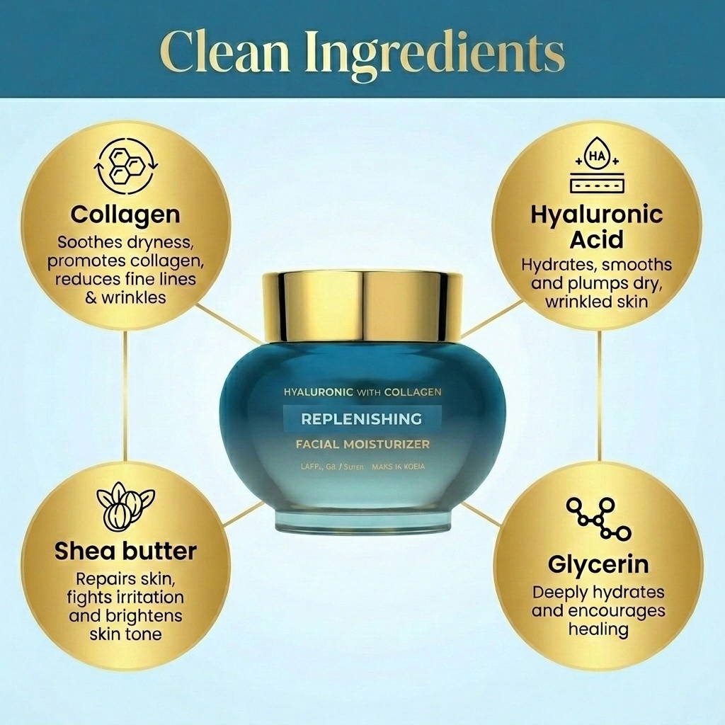 Lovery Hyaluronic Acid & Collagen Replenishing Facial Moisturizer  - Korean Skincare Deep Hydration Korean Cream