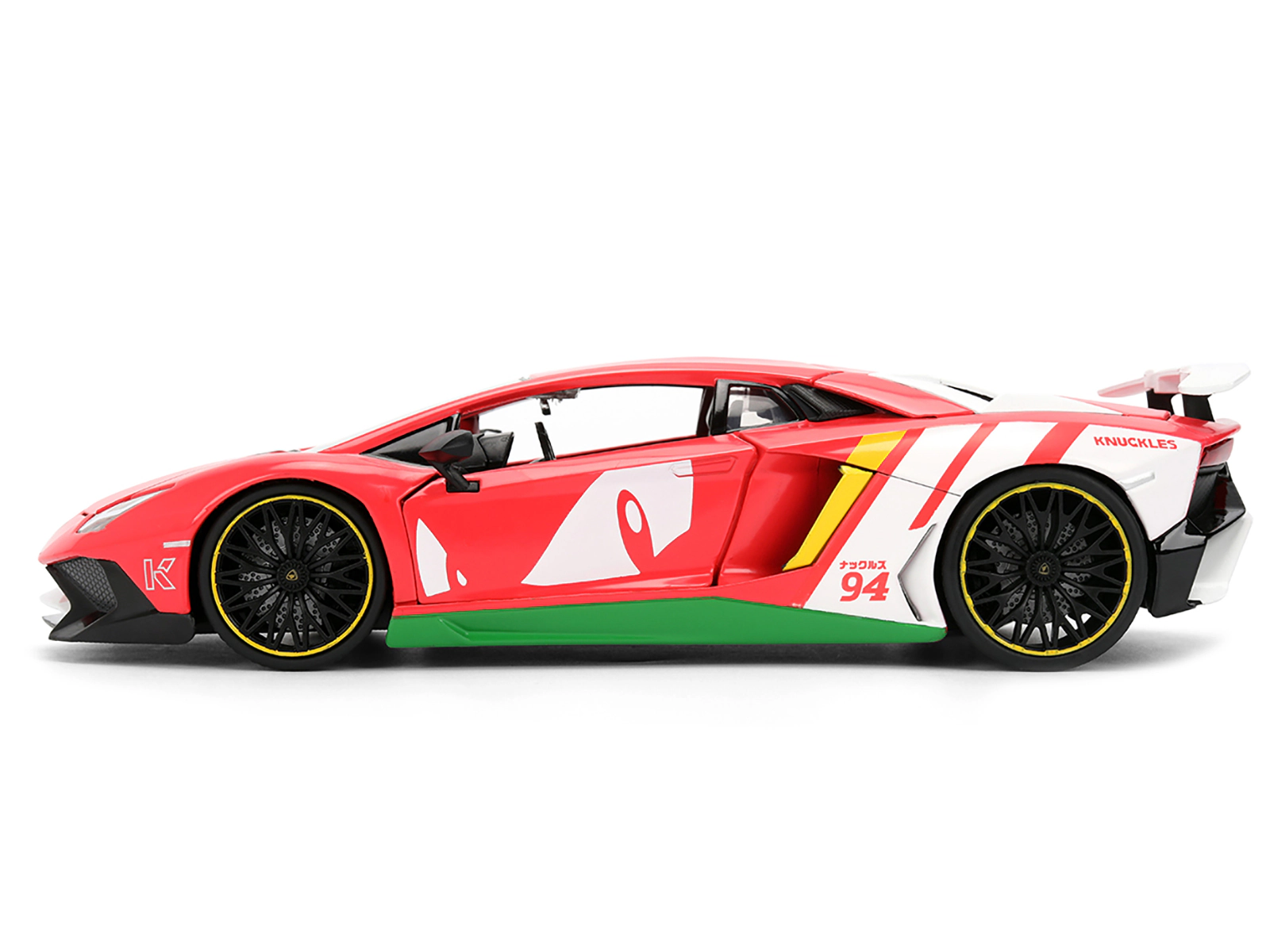 Jada Lamborghini Aventador SV Red with Graphics and Knuckles Diecast Figure "Sonic The Hedgehog" Franchise