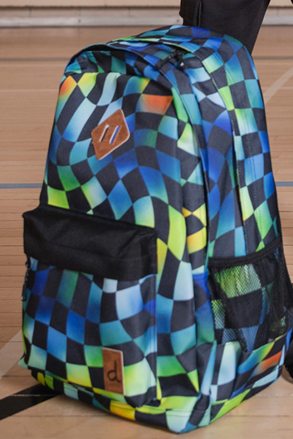 Deux par Deux Boys Checkered Print Two-Compartment Backpack with Padded Laptop Sleeve