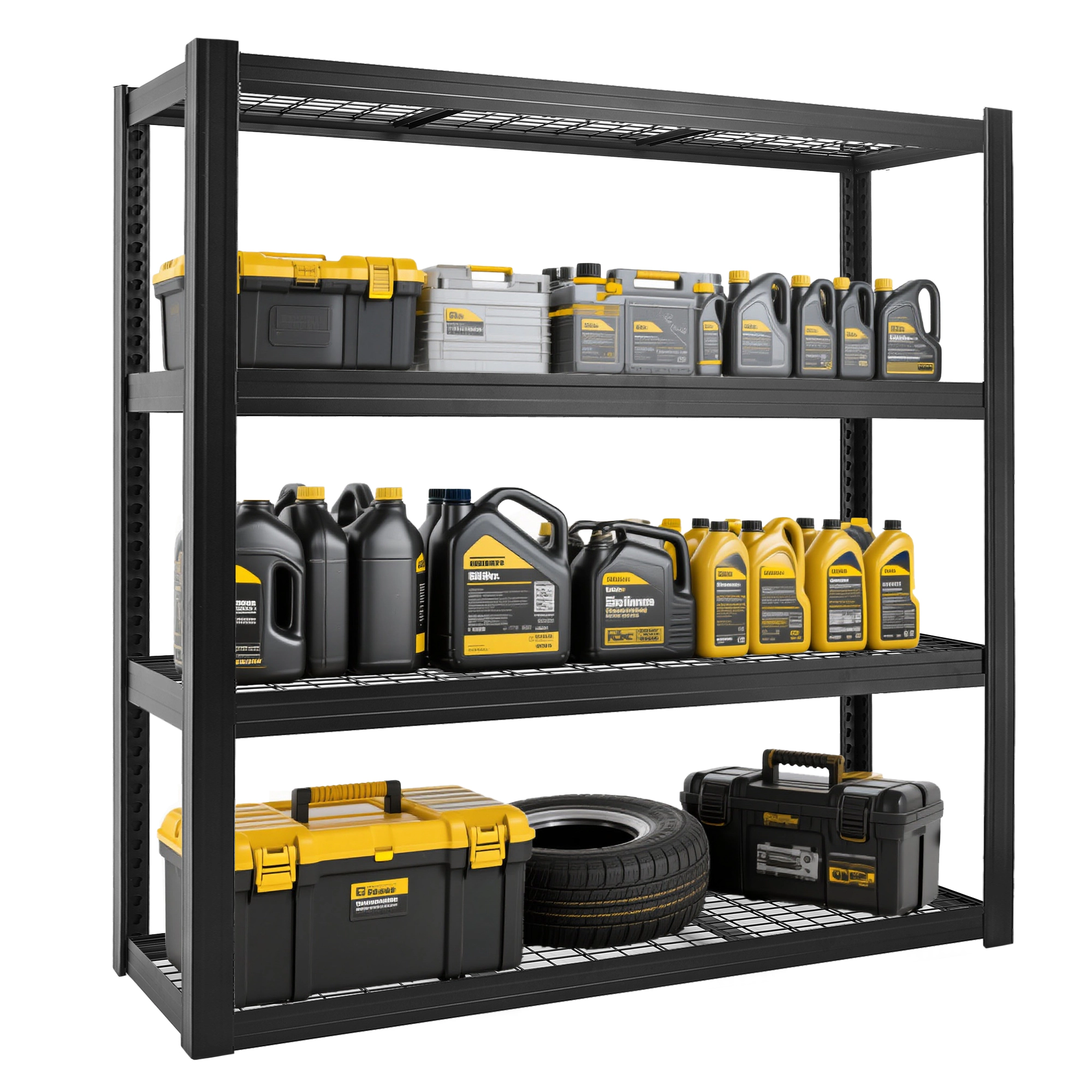 Flynama 4 Tier Heavy Duty Black Utility Shelving Unit 71 in W x 24 in D x 71 in H