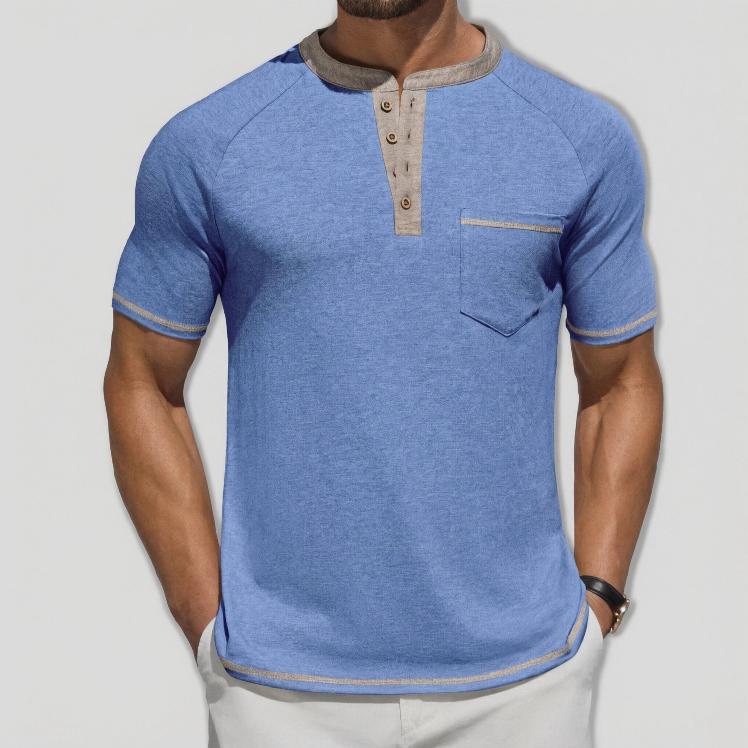 COOFANDY Men's Regular Fit Short Sleeve Henley Shirt