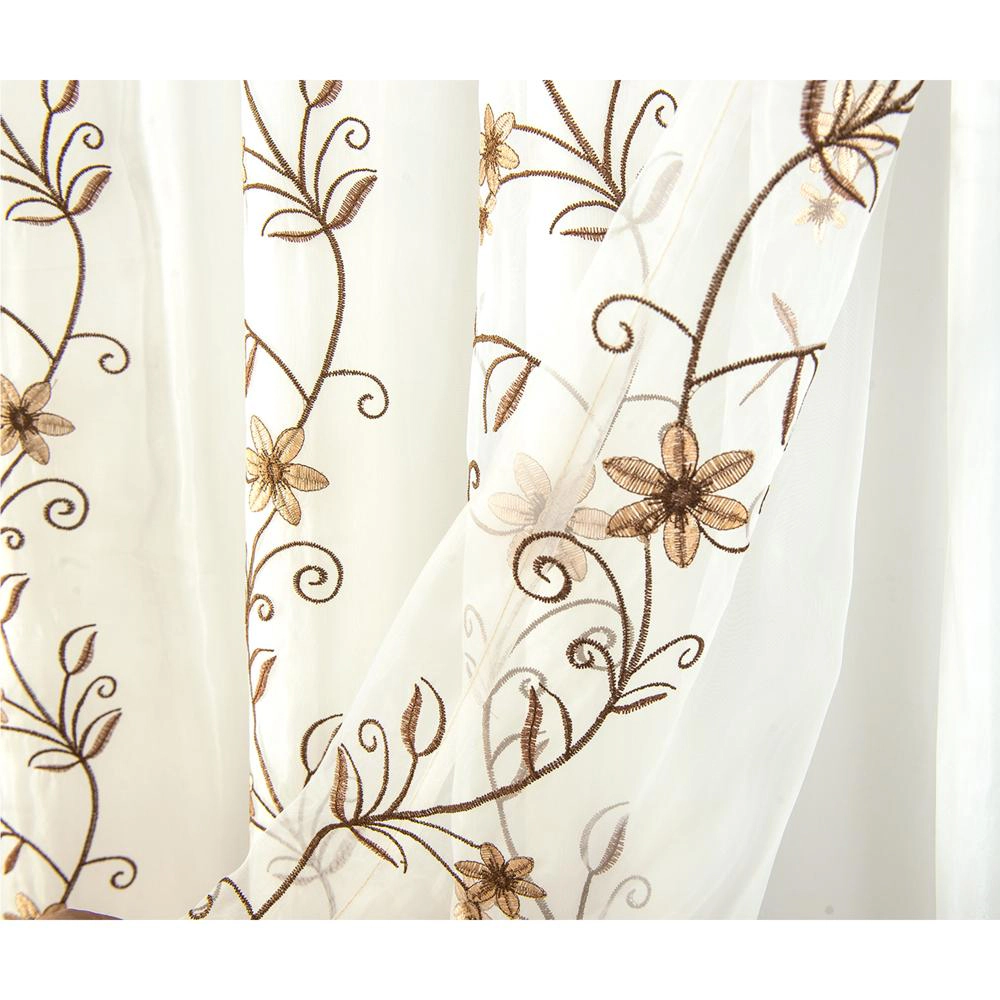 Priscilla Embroidered Panel With Double Valance 54'' x 90'' Gold