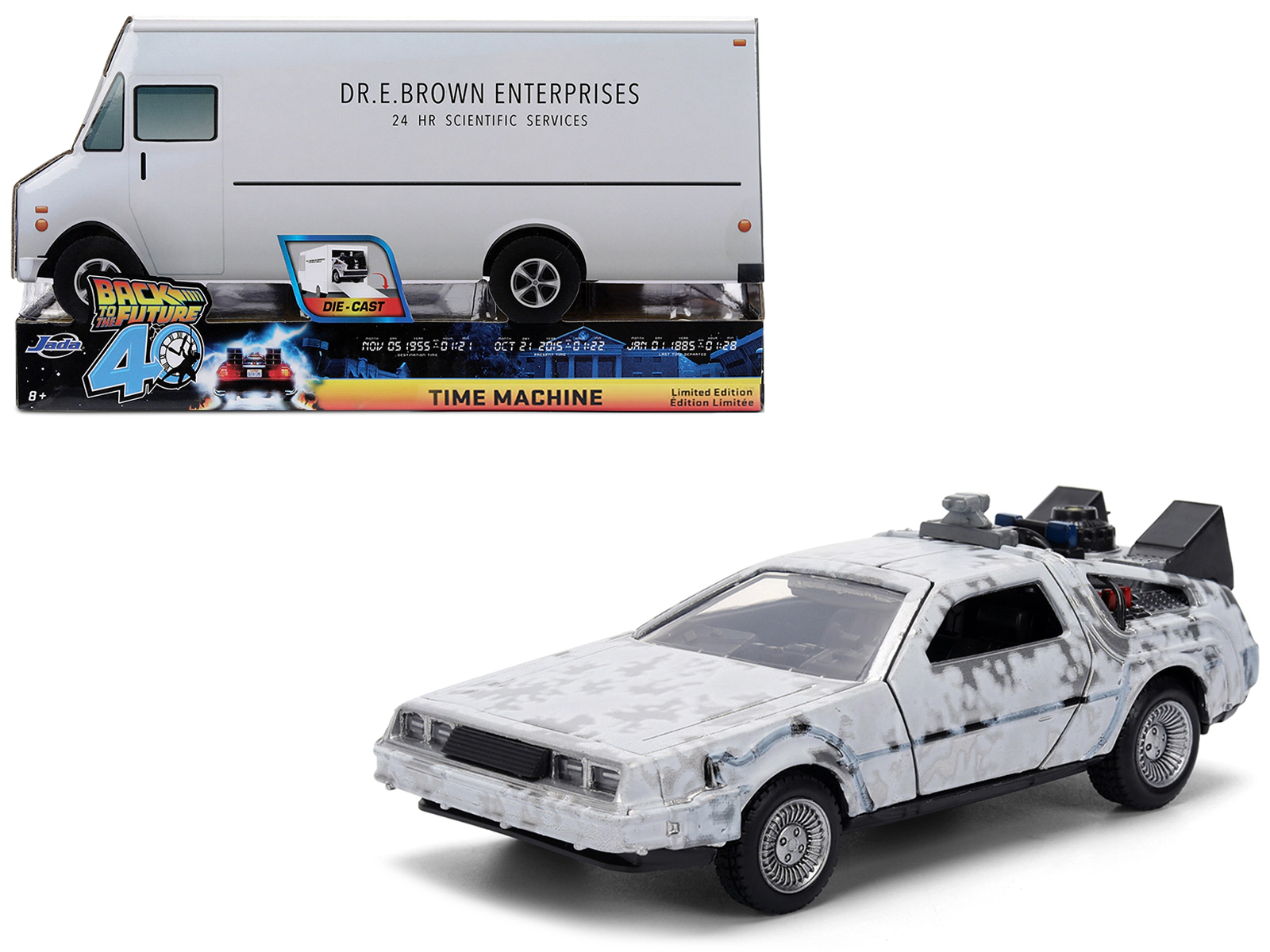 Jada DMC DeLorean Time Machine Brushed Metal (Frost Version) "Back to the Future" (1985) Movie "40th