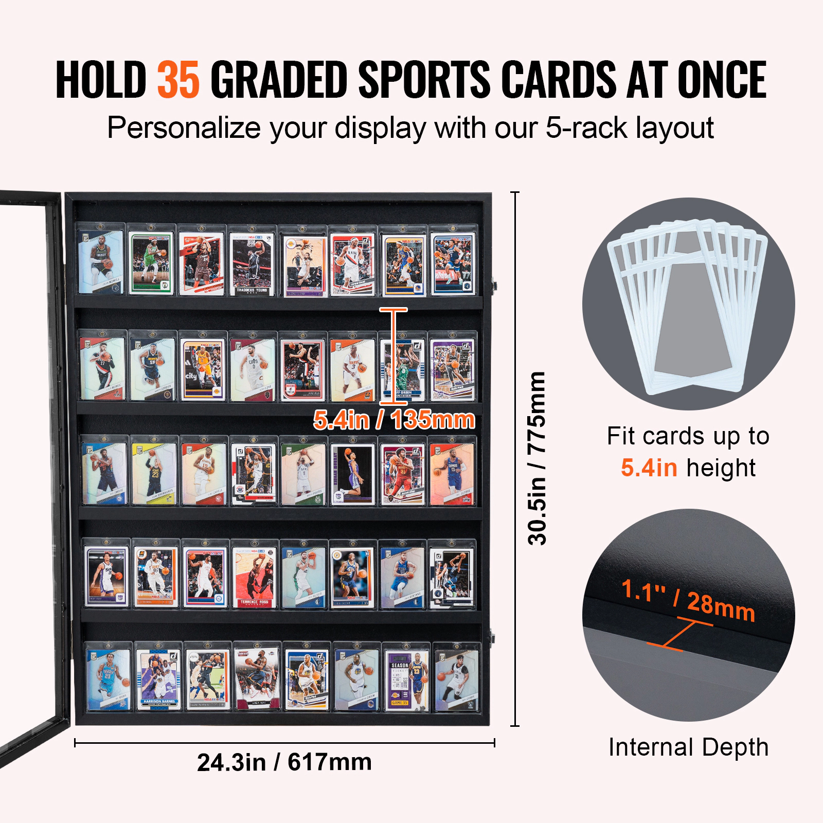 HONGGE Jersey Display Frame Case Large Lockable Sport Jersey Shadow Box with 98% UV Protection PC Glass and Hangers for