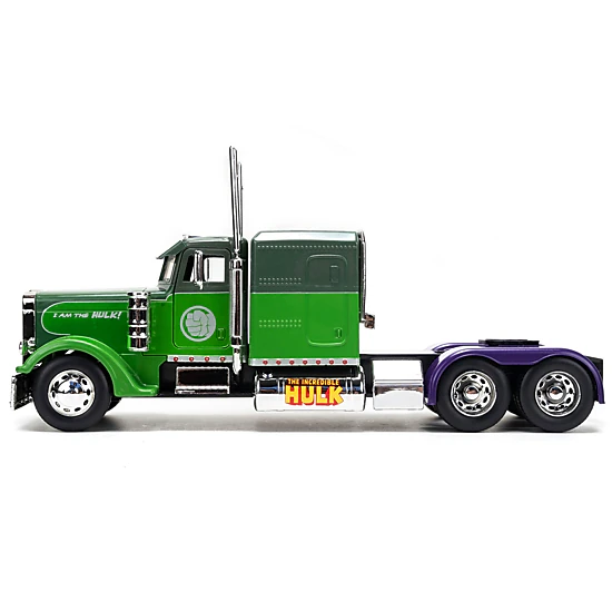 Jada 1992 Peterbilt 379 Truck Tractor Green Two-Tone And Purple "The Incredible Hulk" "Marvel Avengers" Series