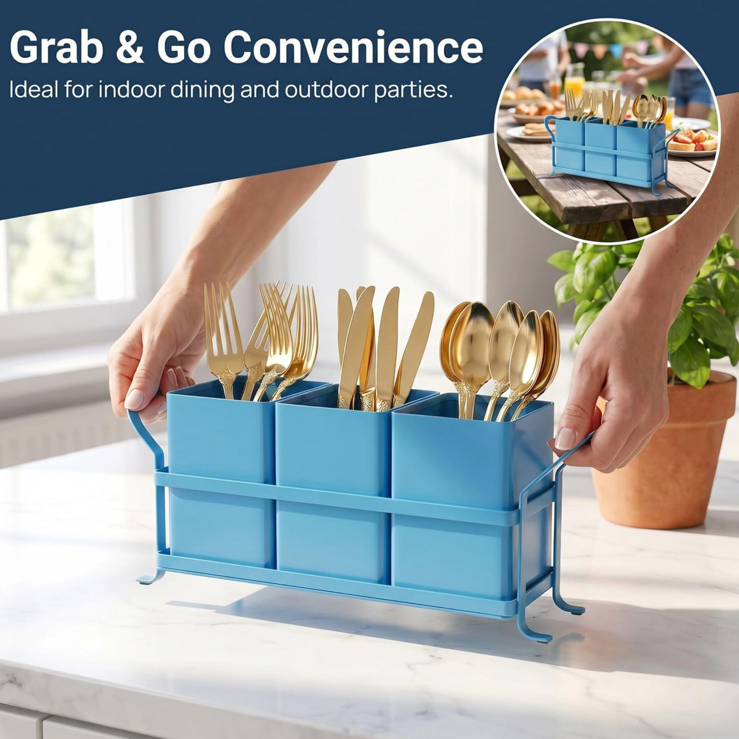 Stock Preferred 3 Piece Silverware Caddy Utensil Holder Set for Spoons and Forks