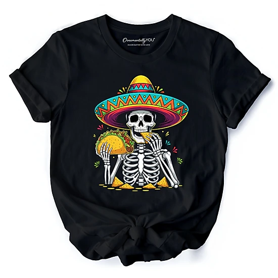 OrnamentallyYou Unisex Funny Taco Skeleton Cinco De Mayo T-Shirt, Color ...