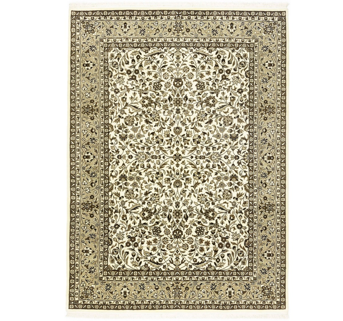 Magic Rugs 5'6 X 7'9 Cream Floral Hand Knotted Kirman Oriental Wool Rug