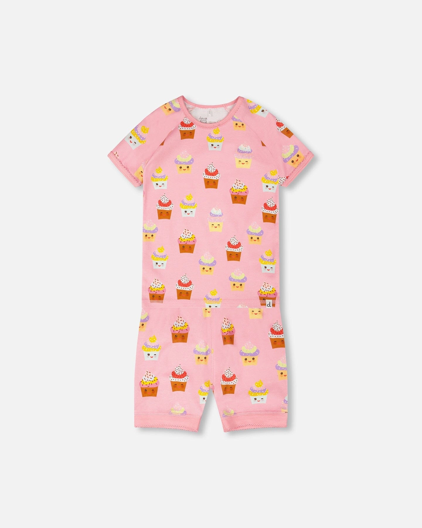 Deux par Girls Organic Cotton Two-Piece Pyjama Set Pink Cupcake Print