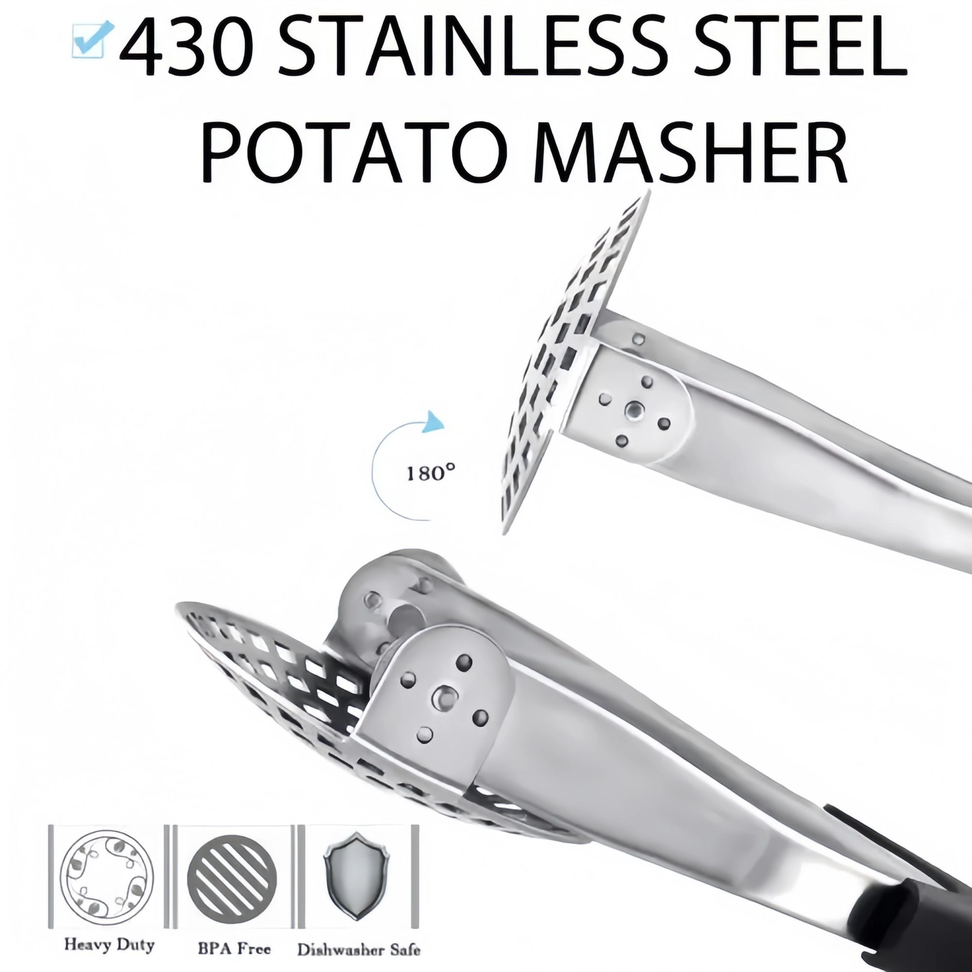 Alilang Women Stainless Steel Potato Masher with Ergonomic Handle for Mashed Potatoes and Vegetables