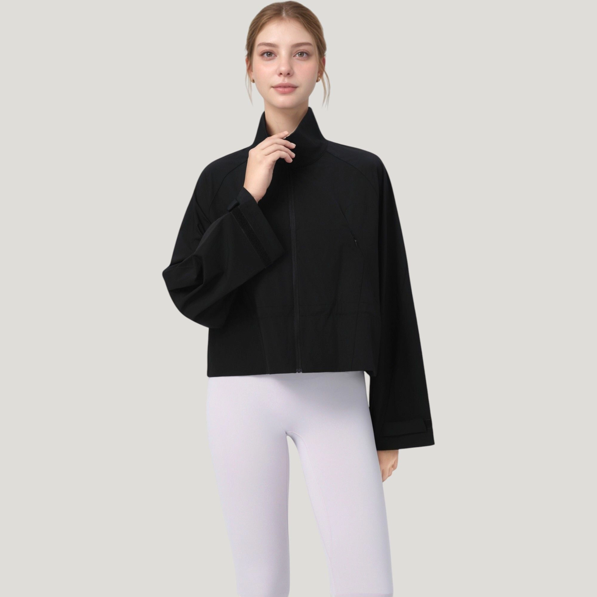 Anna-Kaci Women's Zip-Up Lightweight Active Jacket with Stand Collar and Relaxed Fit