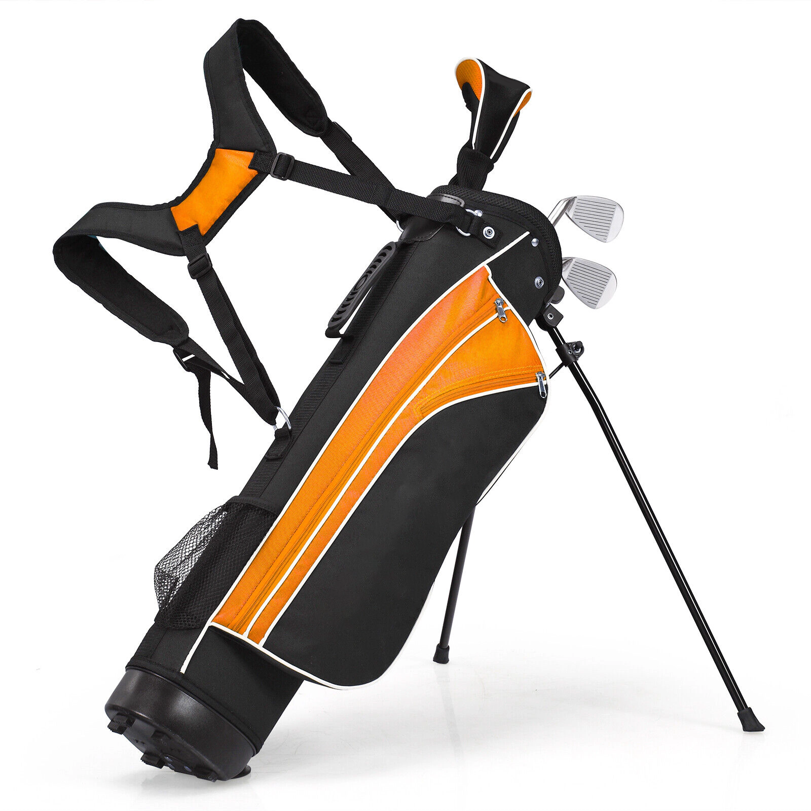 SUGIFT Junior 5-Piece Fiberglass and Steel Golf Club Set with Stand Bag Ages 8-10 6-lb Blue/Yellow