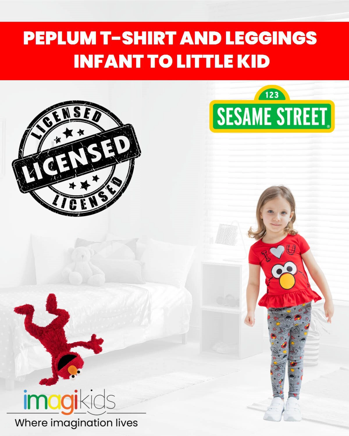 Sesame Street Girls' Glitter 2-Piece T-Shirt and Leggings Set