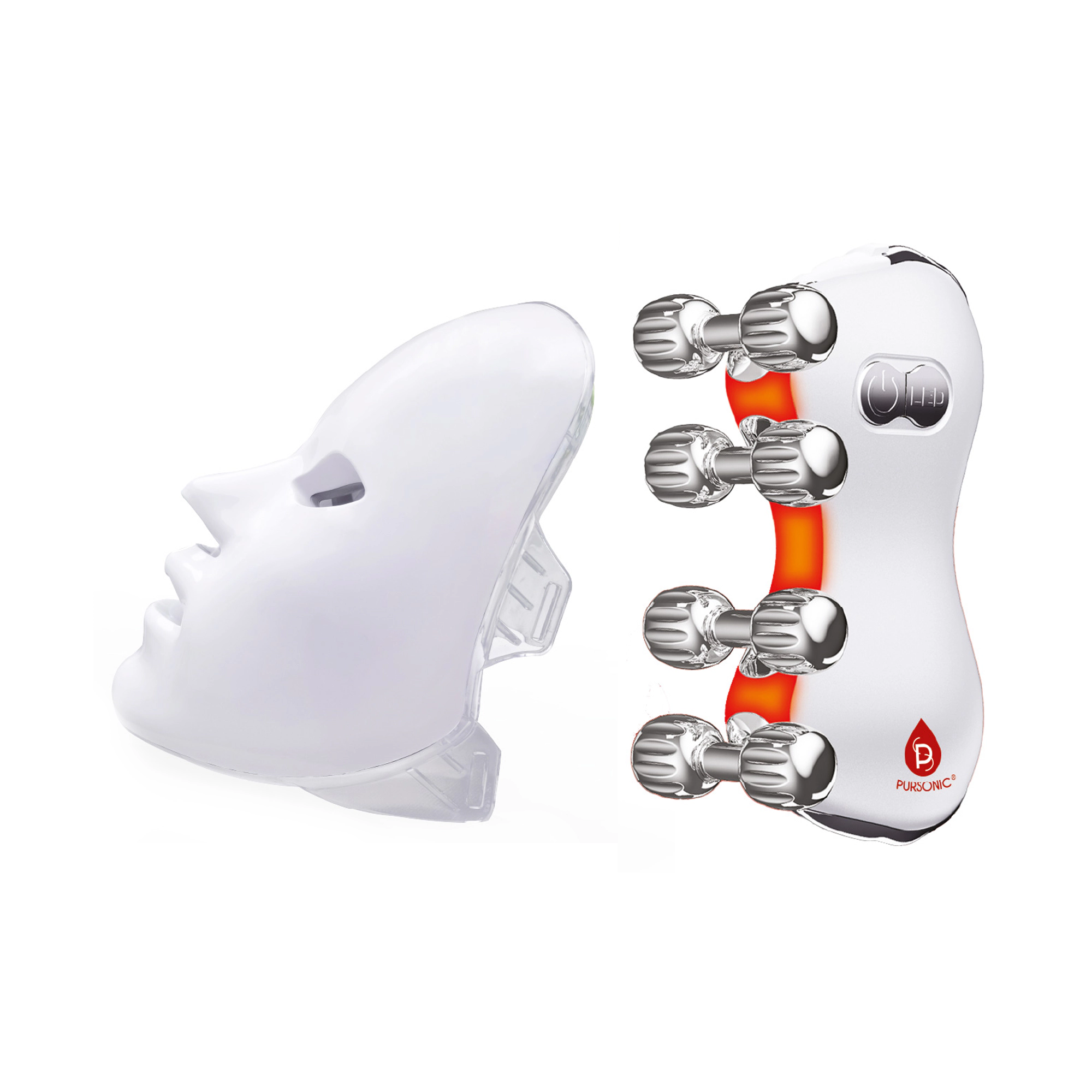 Pursonic Women’s Anti-Aging Skincare Set: 5-in-1 LED Roller Massager & 7-in-1 LED Face Mask