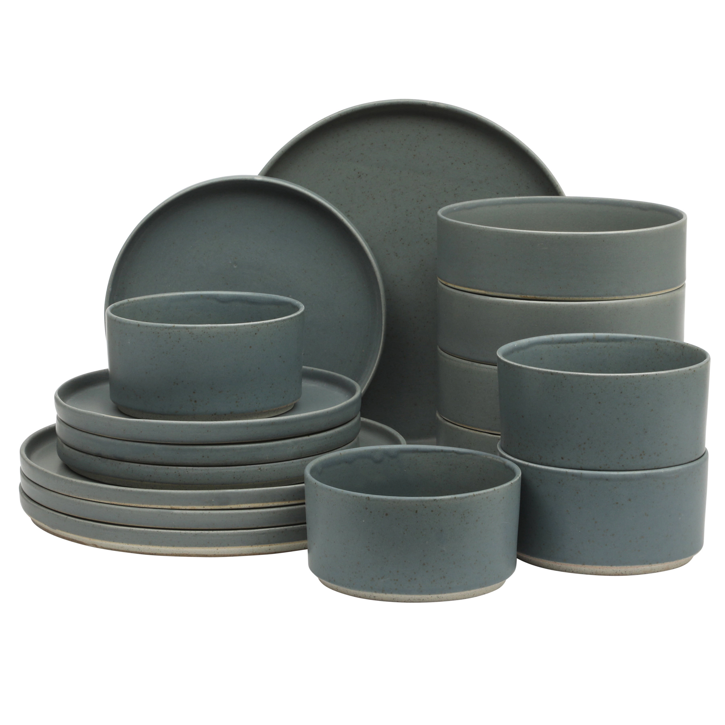 Gibson Elite Tatum 16 Piece Round Ceramic Dinnerware Set in Matte Blue