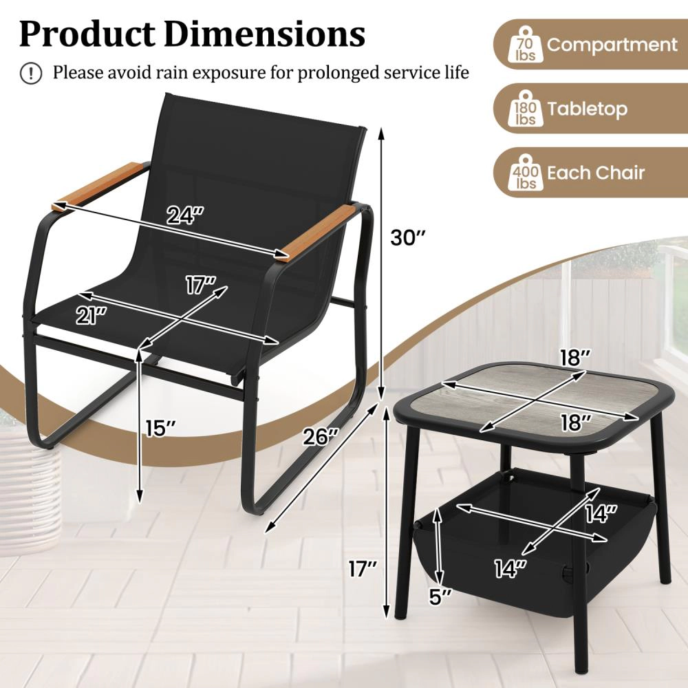 Hivvago 3 Pieces Patio Furniture Set Outdoor Bistro Conversation