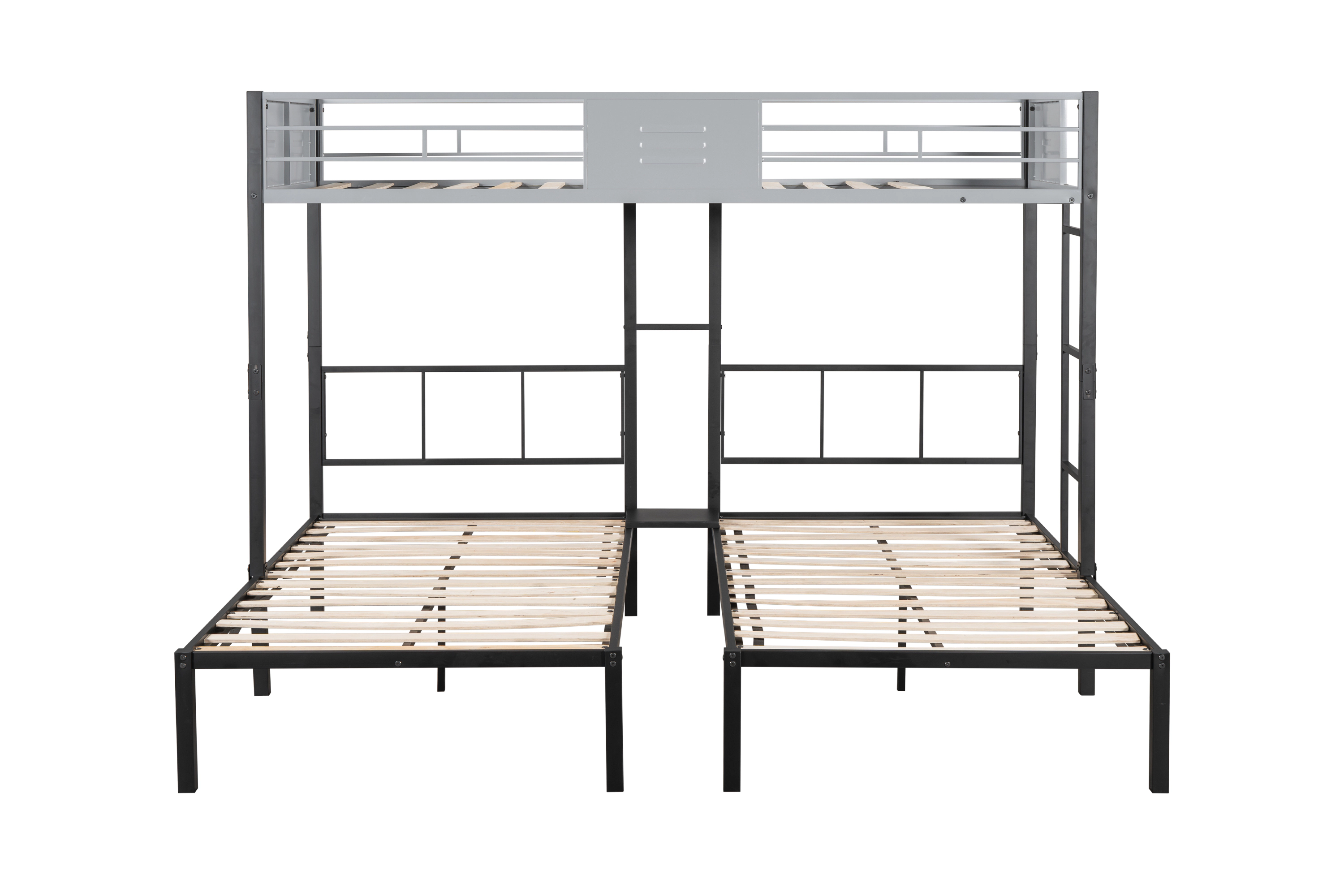 Flynama Triple Bunk Bed, Sturdy Metal Frame, Separates into Three Beds, No Box Spring