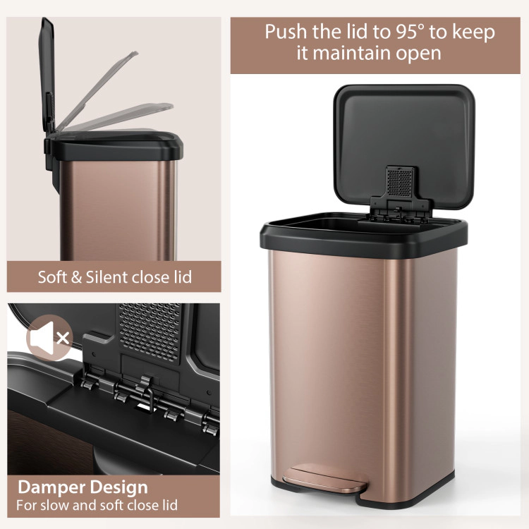 Hivvago Kitchen Trash Can With Soft-Close Lid And Deodorizer Compartment