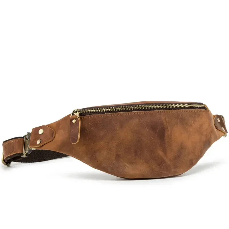 Steel Horse Leather Unisex Wagner Leather Waist Bag | Full Grain Leather Fanny Pack