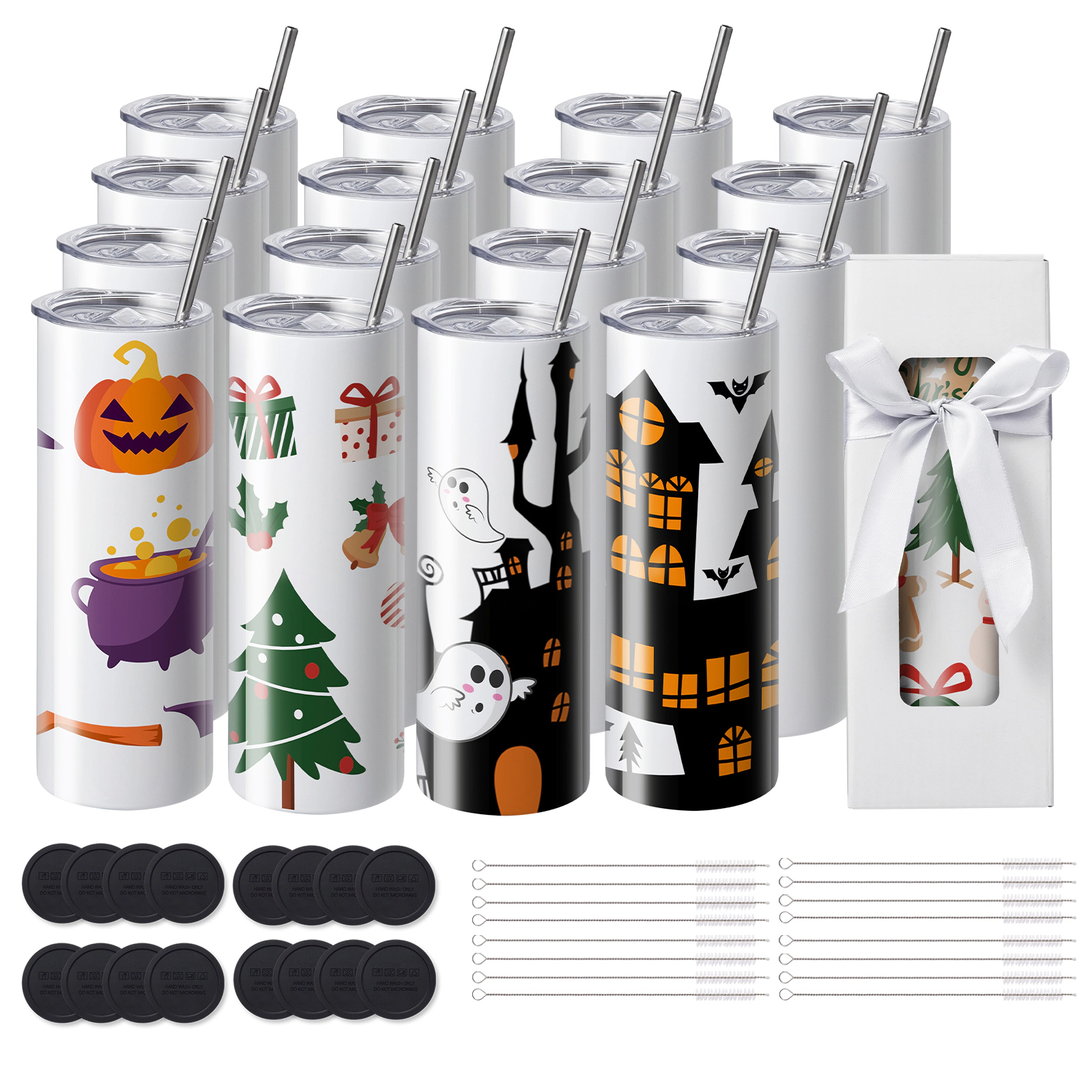 HONGGE Sublimation Tumblers 20oz Skinny Straight Stainless Steel Sublimation Tumblers Blank Stainless Steel Double Wall