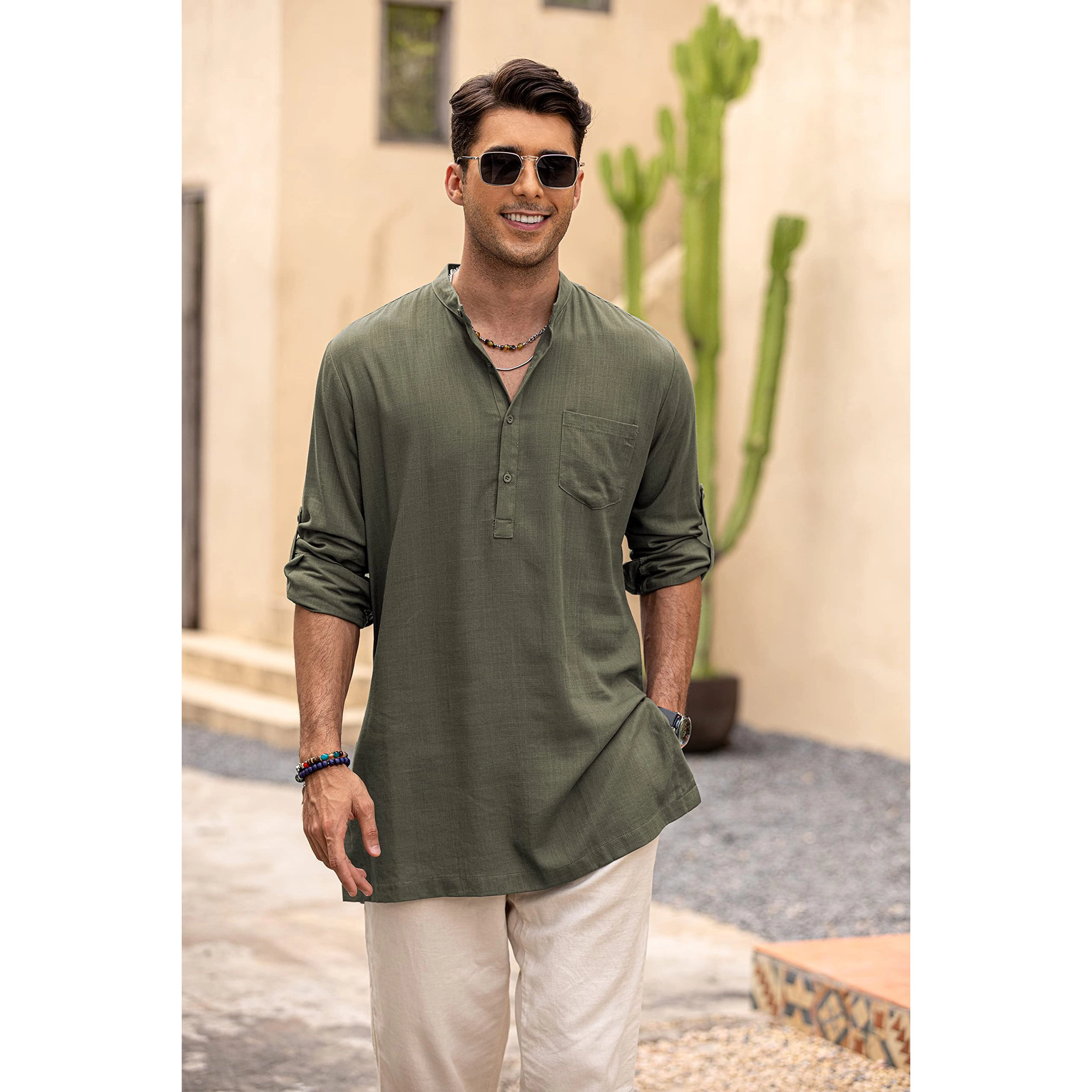 COOFANDY Men's Regular Fit Long Sleeve Henley Shirt