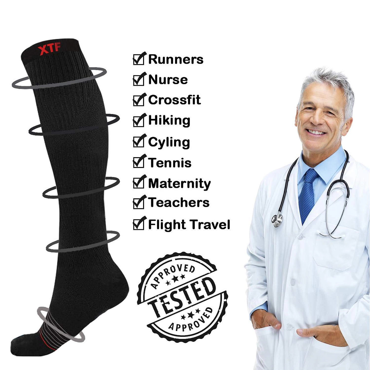 Extreme Fit Knee High Compression Socks For Men And Women - Made Nurses, Doctors, Travel