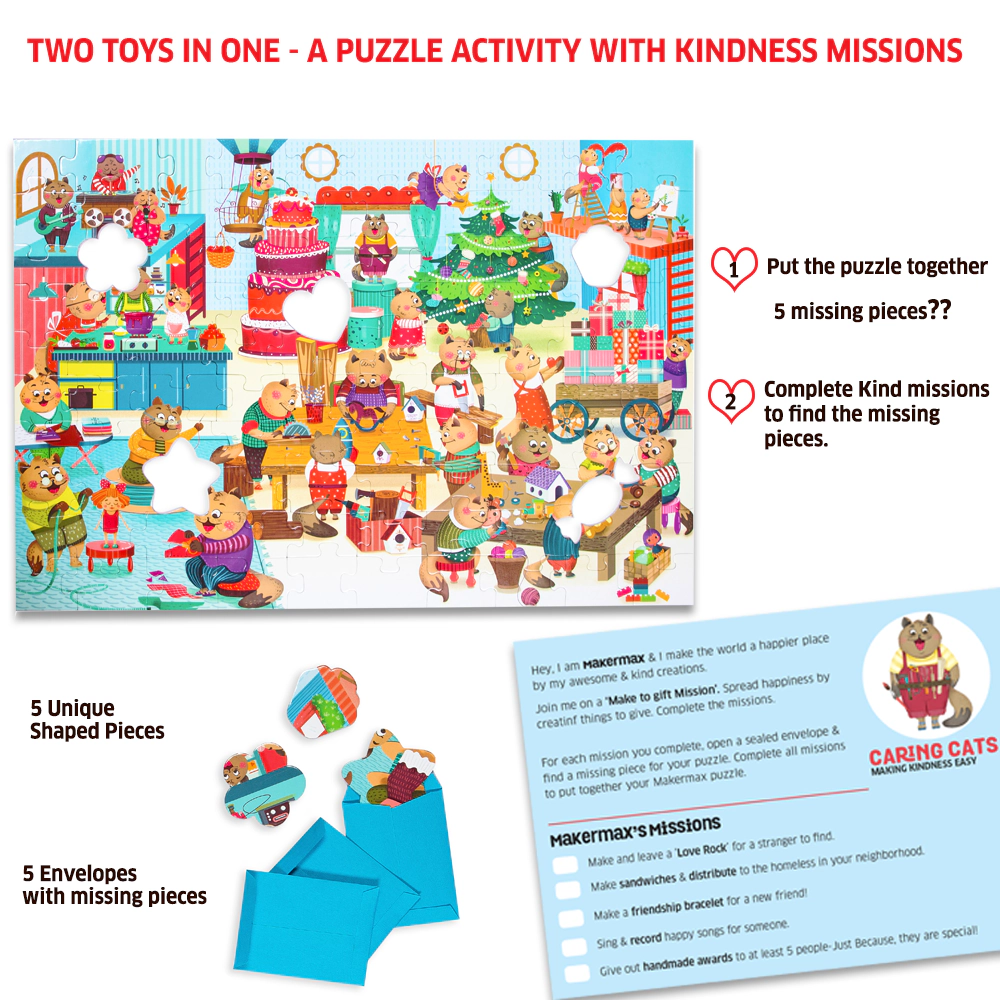Chalk & Chuckles Caring Cats Makermax Activity Puzzle -100 pieces