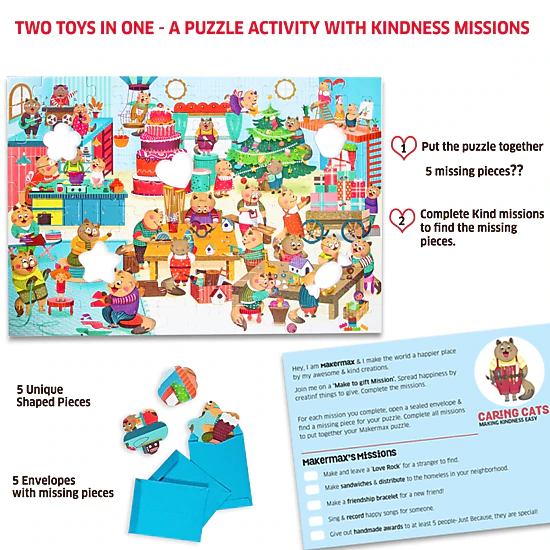 Chalk & Chuckles Caring Cats Makermax Activity Puzzle -100 pieces