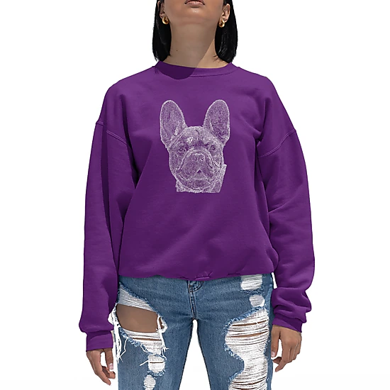 LA Pop Art French Bulldog - Women's Word Art Crewneck Sweatshirt