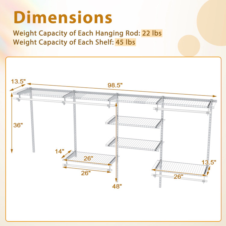 Hivvago Extendable Clothing Organizer with Hanging Bar