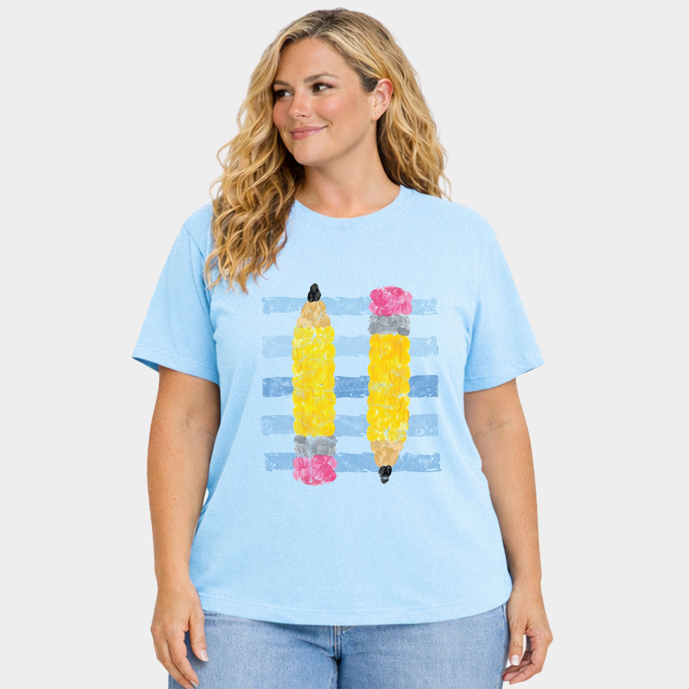 Simply Sage Market - Women's Plus Sized Garment Dyed Graphic T-Shirt Pencil Stripes