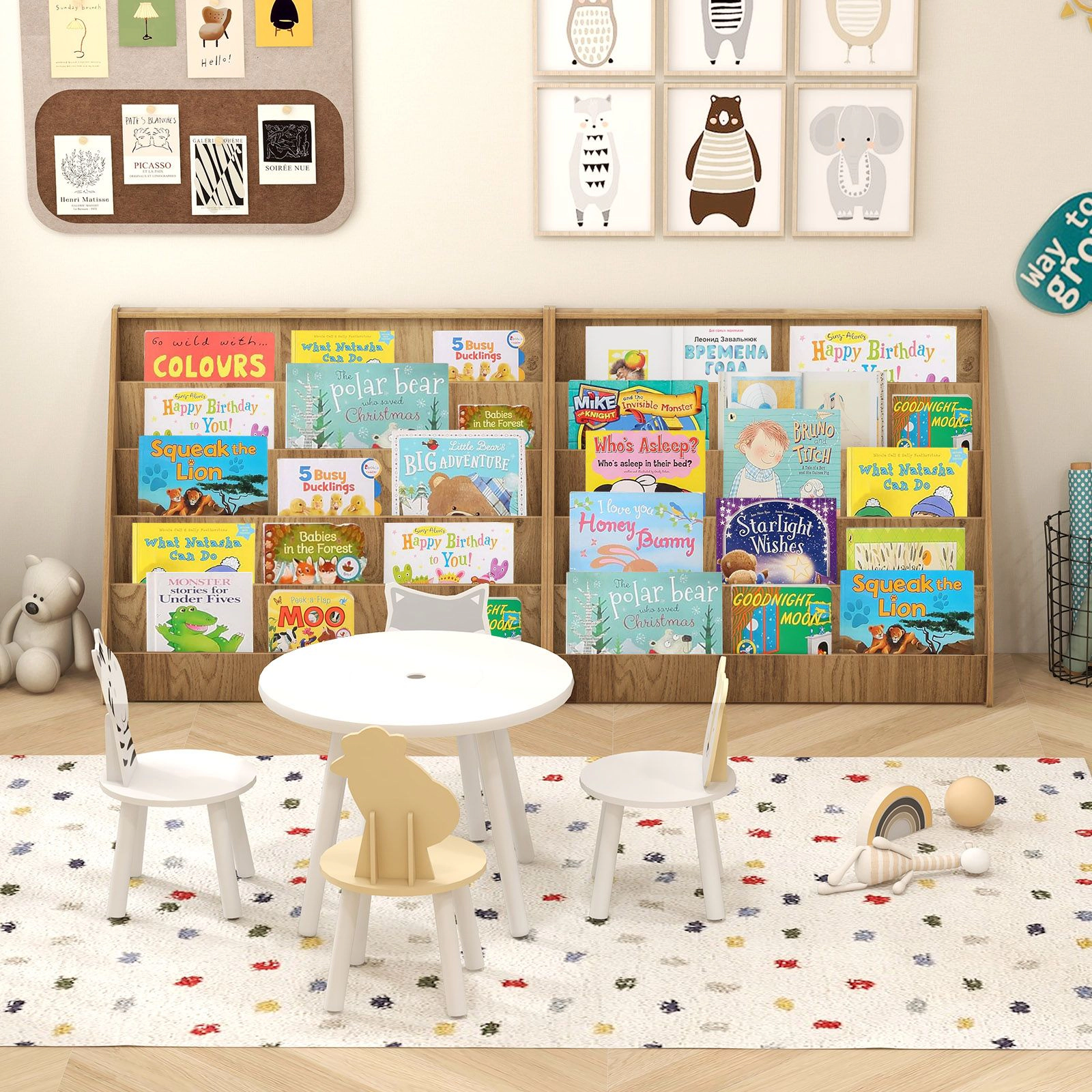 SlickBlue 5 Tier Kids Book Display Rack for Bedroom Playroom