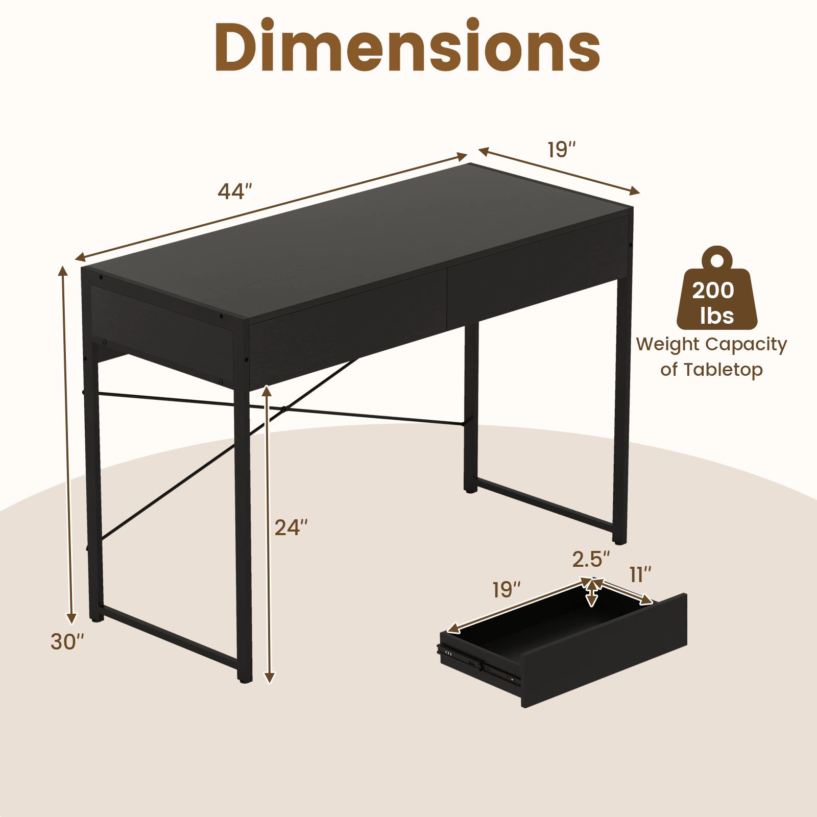 SlickBlue Computer Desk With 2 Drawers, Writing Study Table
