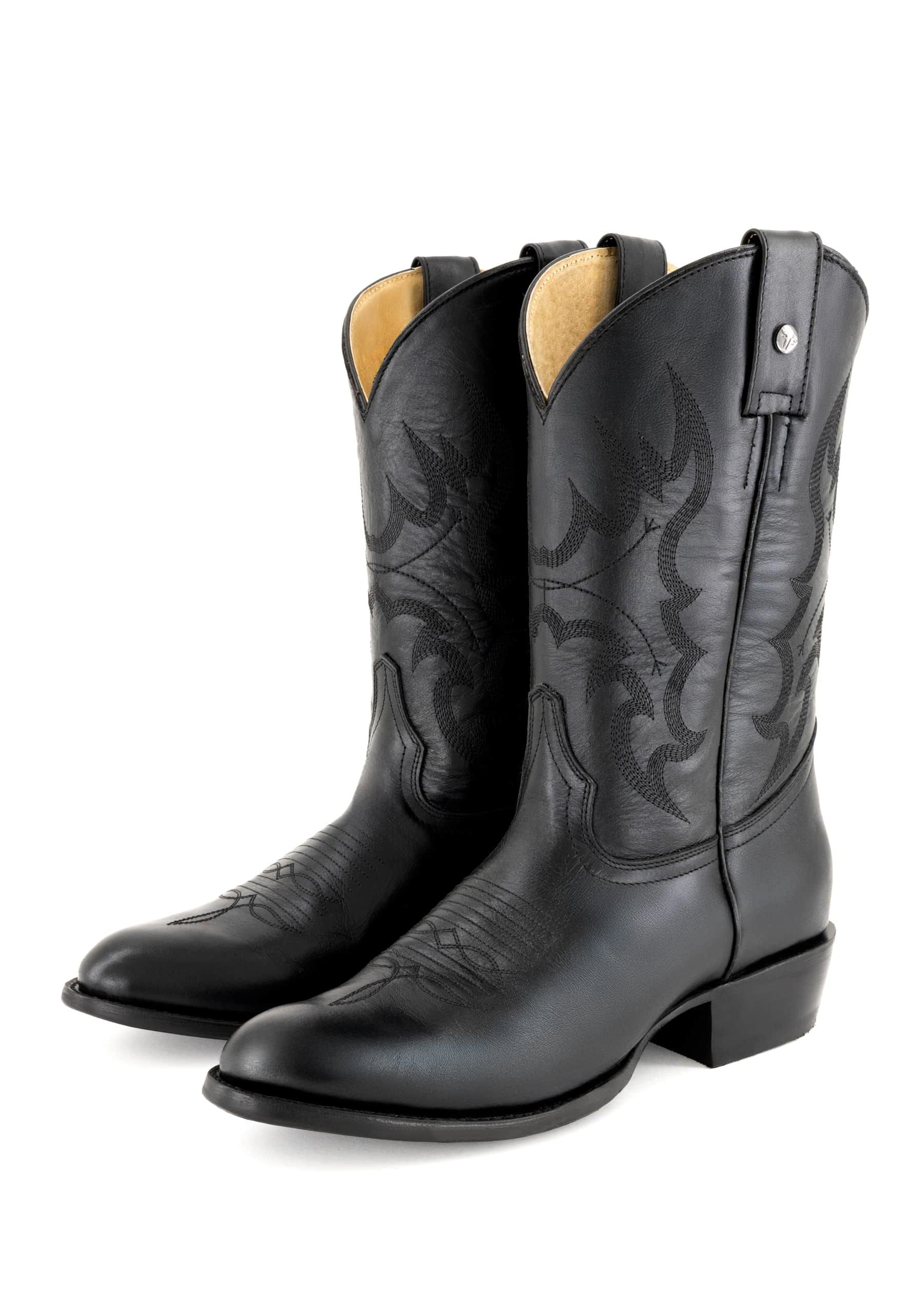 Forastero Mens Leather Slip-On Boots -, Pointed Toe, Block Heel