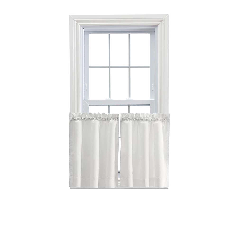 Ellis Stacey 1.5" Rod Pocket Fabric Solid Color Window Tailored Tier Pair 56"x45" Ice Cream