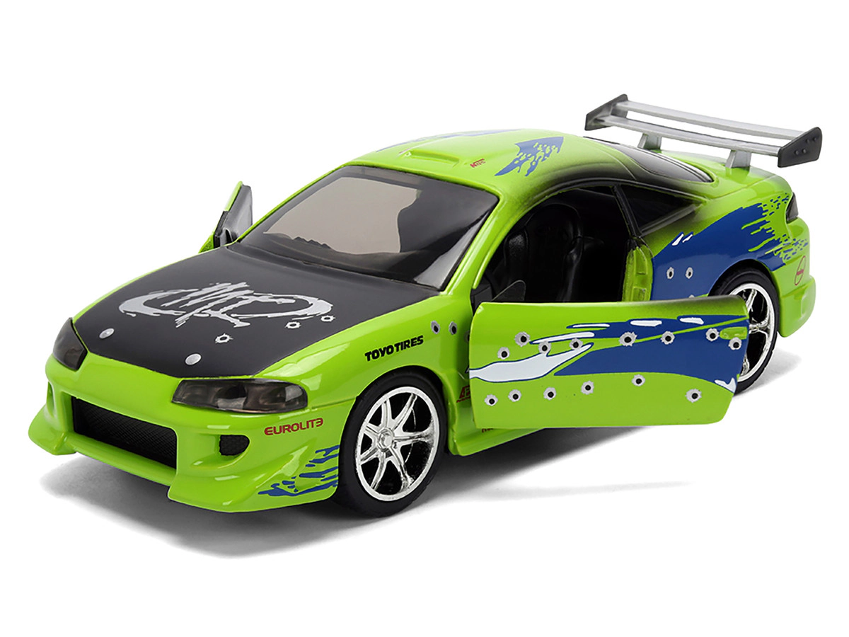 Jada Brian's Mitsubishi Eclipse Green with Graphics (Damaged Version) "25 Years of Fast & Furious" "The Fast