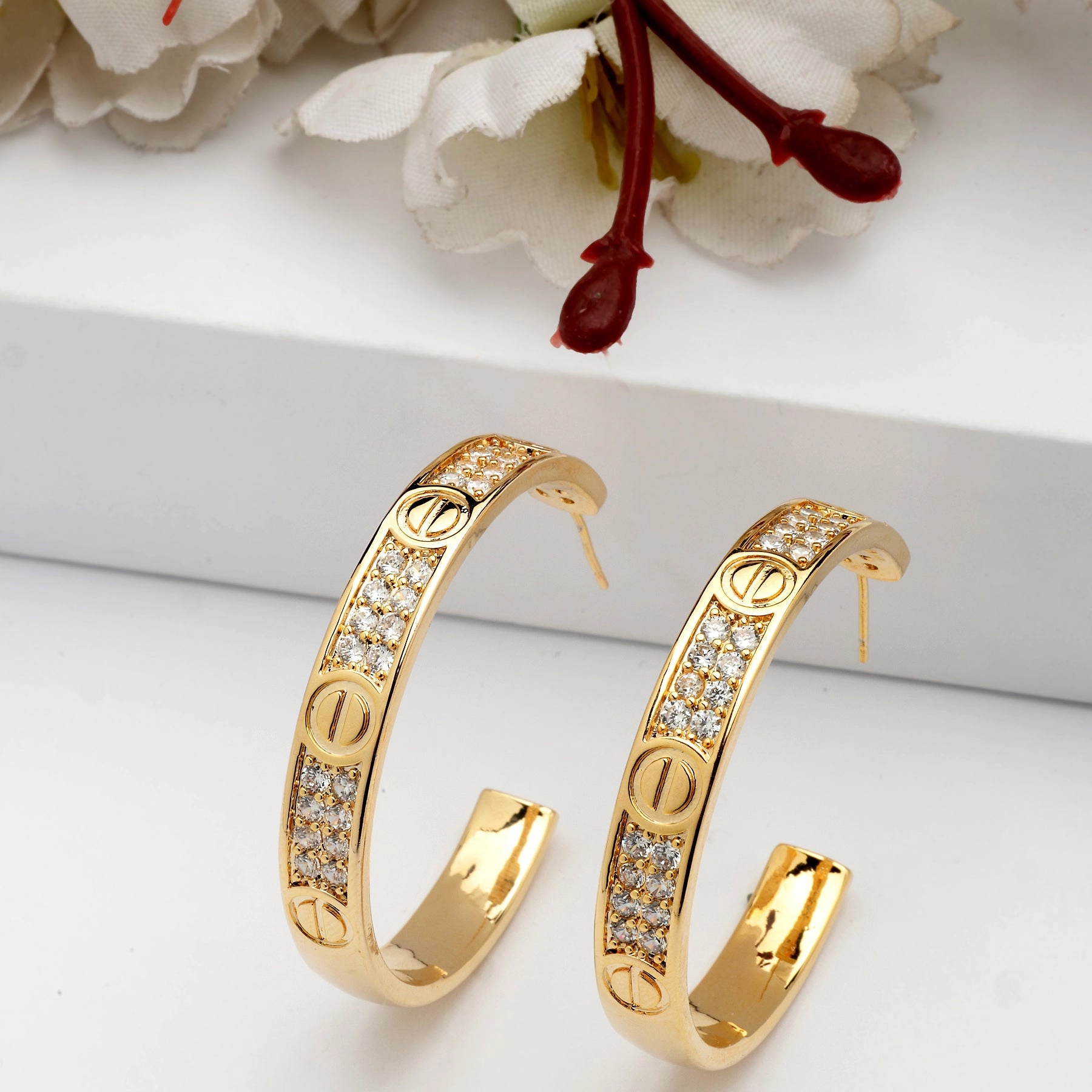 AGP PARIS Womens Timeless Sparkling Hoop Earrings
