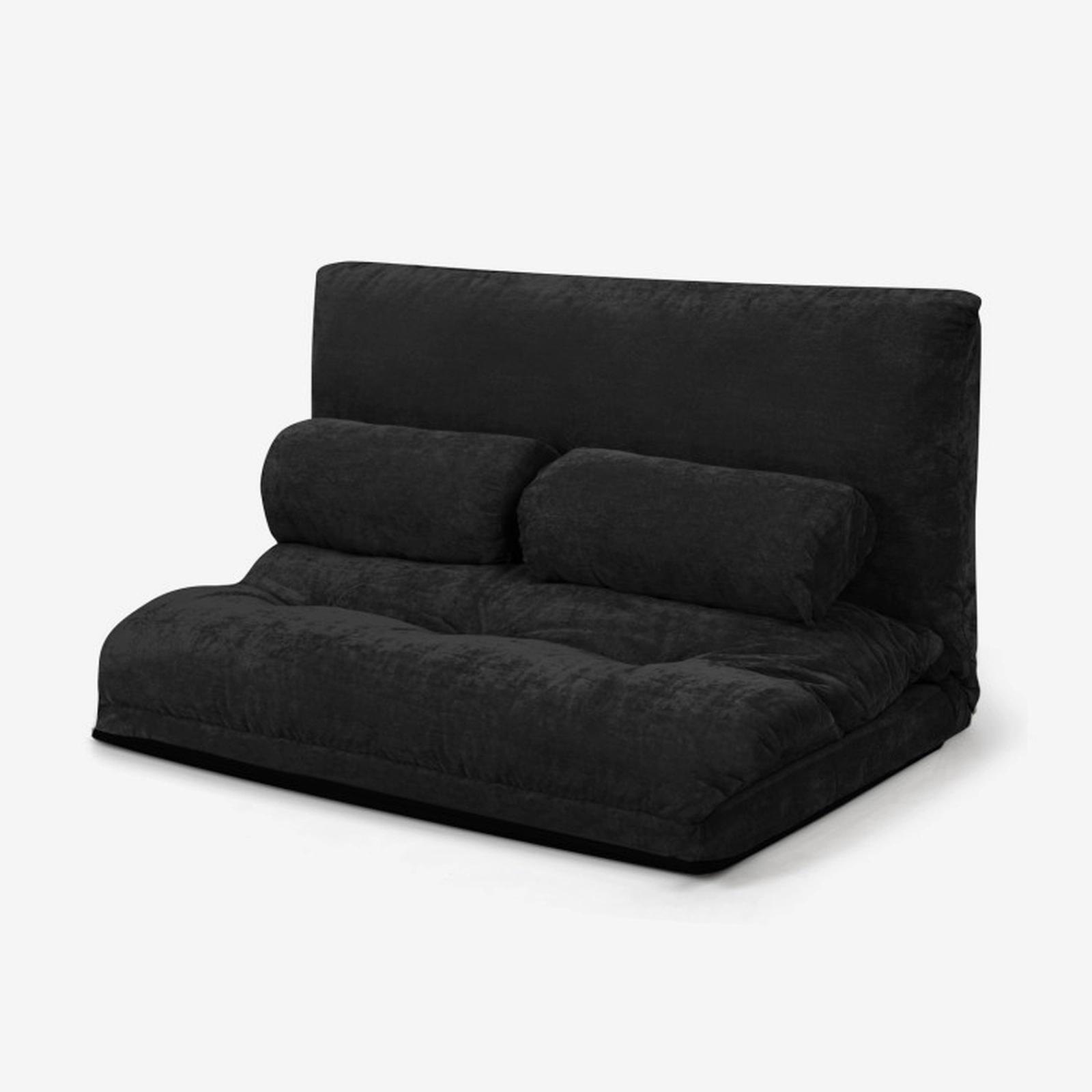 SUGIFT 6-Position 2 Pillows Ribbed Corduroy Convertible Floor Sofa Bed 71-in x 42.5-in x 7-in 330-lb Capacity Black