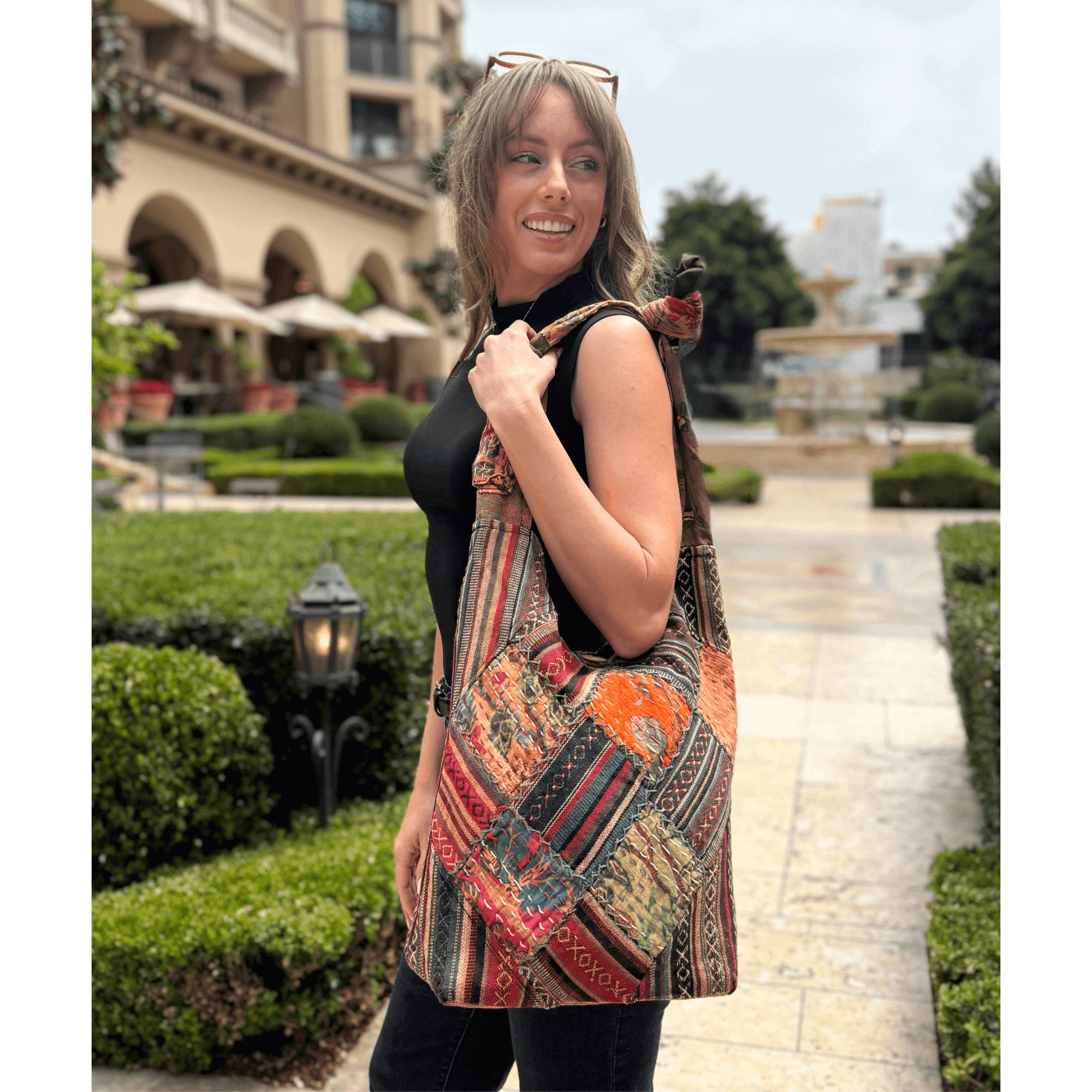 Kathmandu Collection Womens Quilted Patchwork Hobo Bag