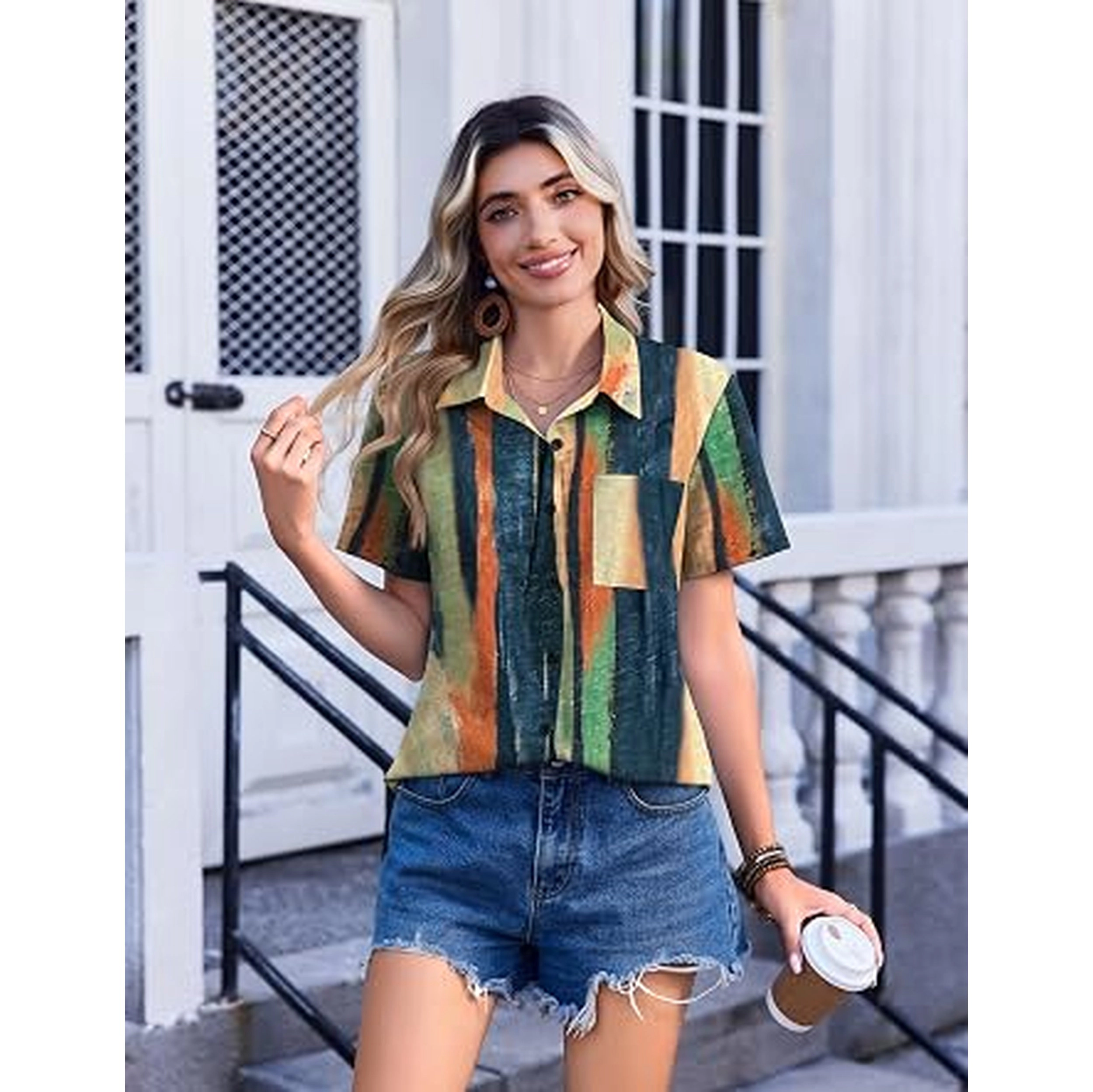 Zeagoo Women's Short Sleeve Button Down Shirts Classic Work Blouses Casual Business Tops