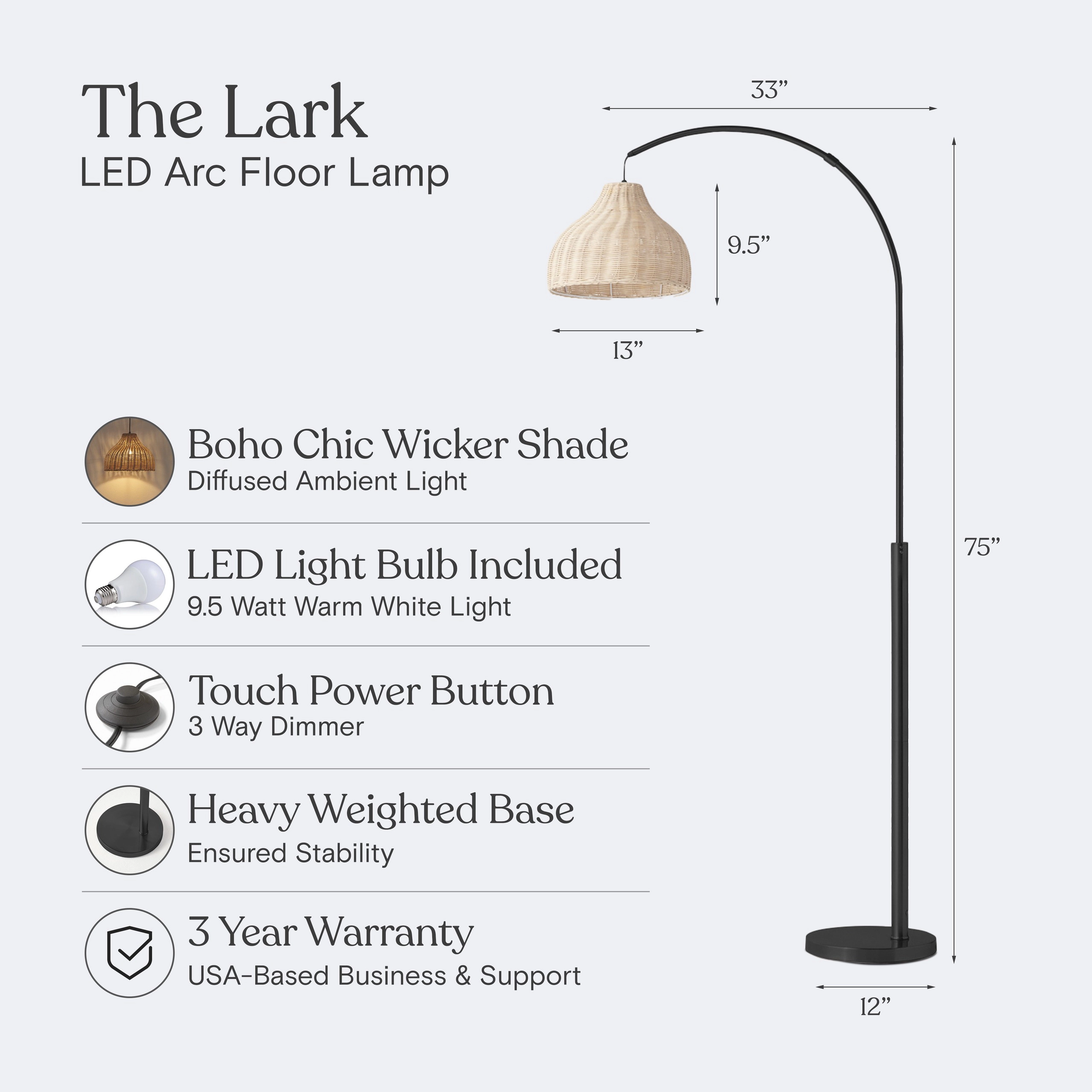 Brightech Lark Rattan LED Floor Lamp