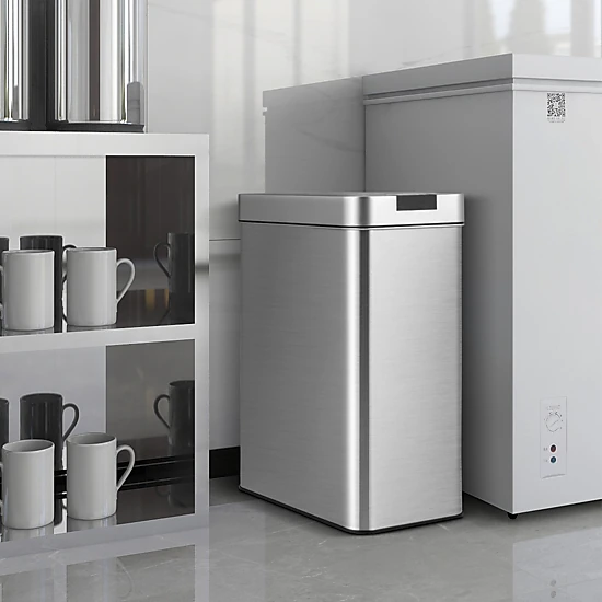 Hivvago 13.2 Gal Slim Kitchen Trash Can With Wing Lids And Stainless Steel Frame