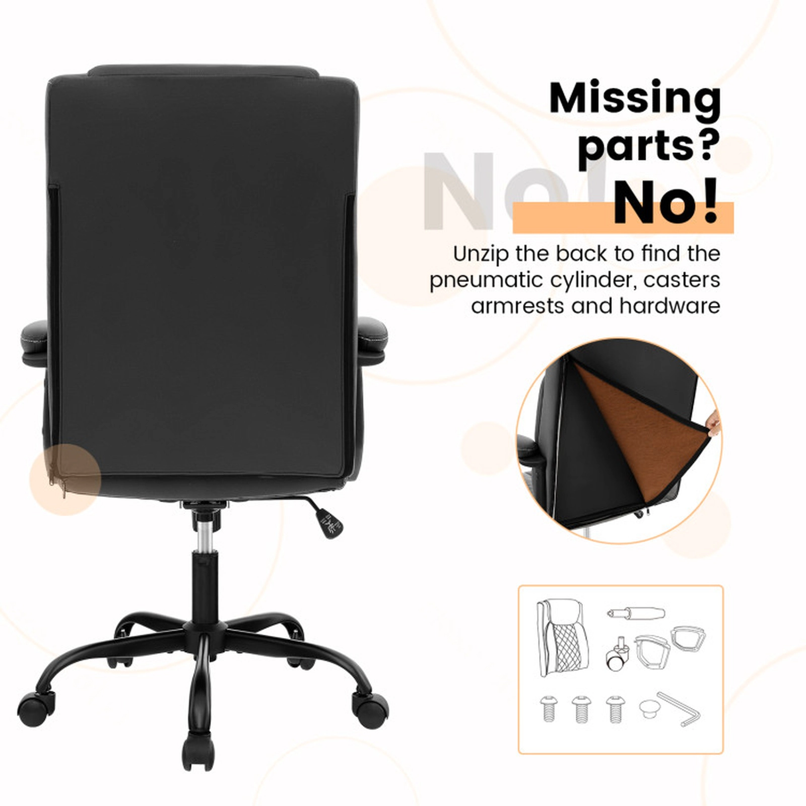 SUGIFT High Back Thick Headrest Leathaire Executive Office Chair 26-in x 25-in x 43.5-in 350-lb Capacity Black