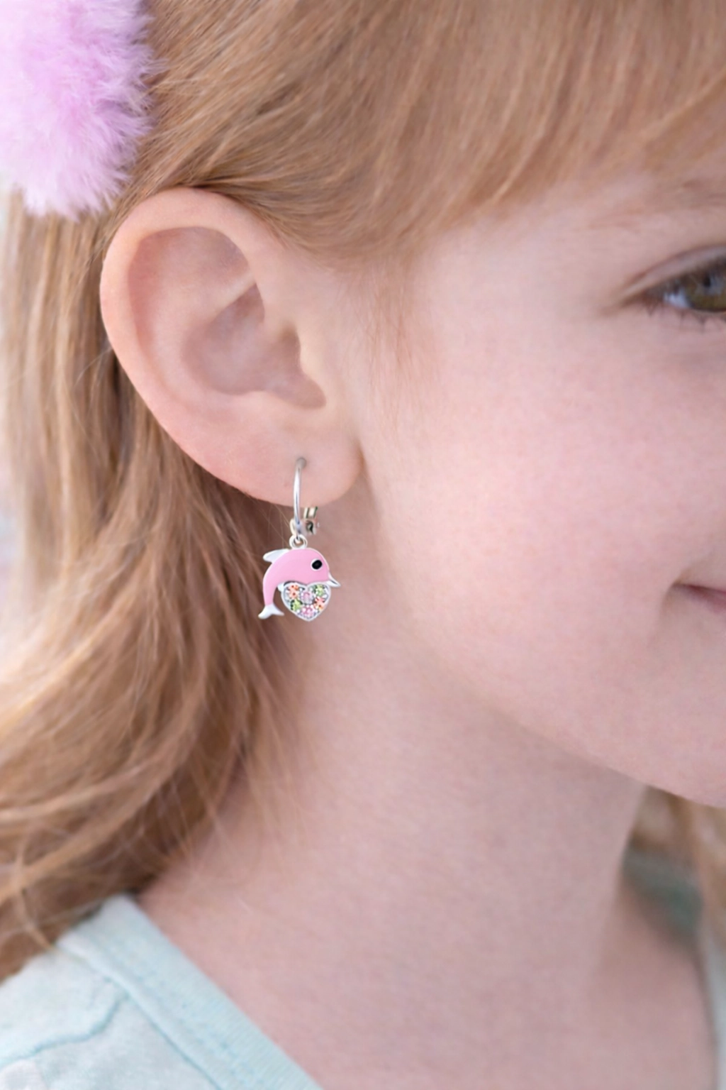 CHANTEUR Kids Sterling Silver Leverback Heart Earrings with Crystal Accents