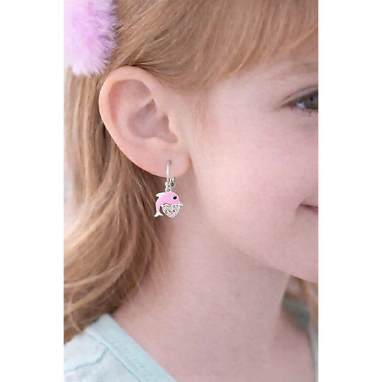 CHANTEUR Kids Sterling Silver Leverback Heart Earrings with Crystal Accents