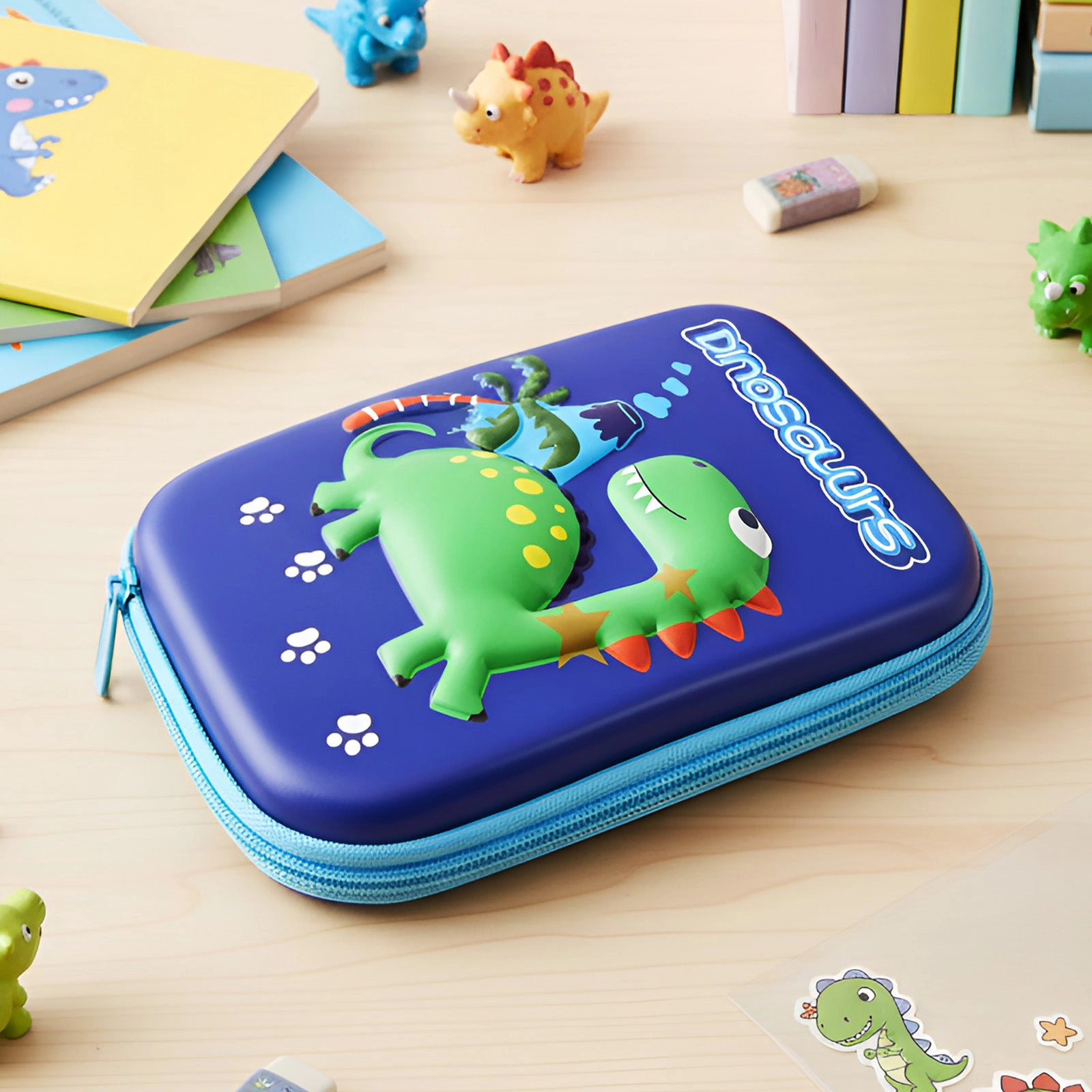 Wrapables Large Capacity 3D EVA Hard Shell Pencil Case, Dinosaurs