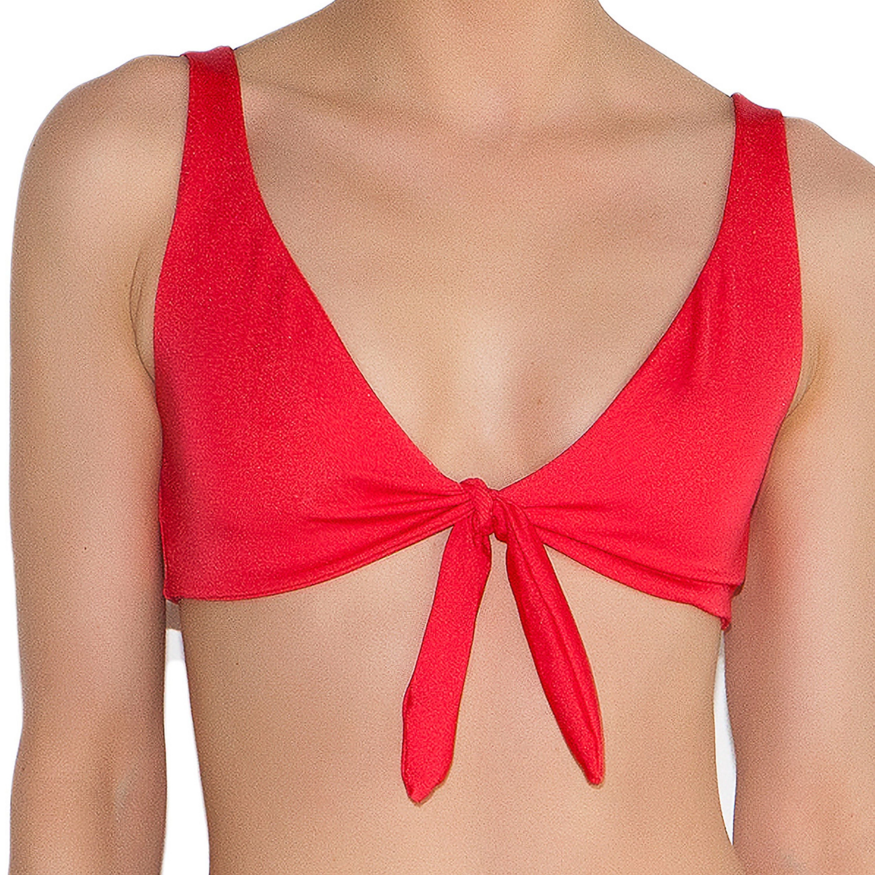 Cherina Beachwear Women's Stephany Plunge Neck - Front-Tie Bikini Top