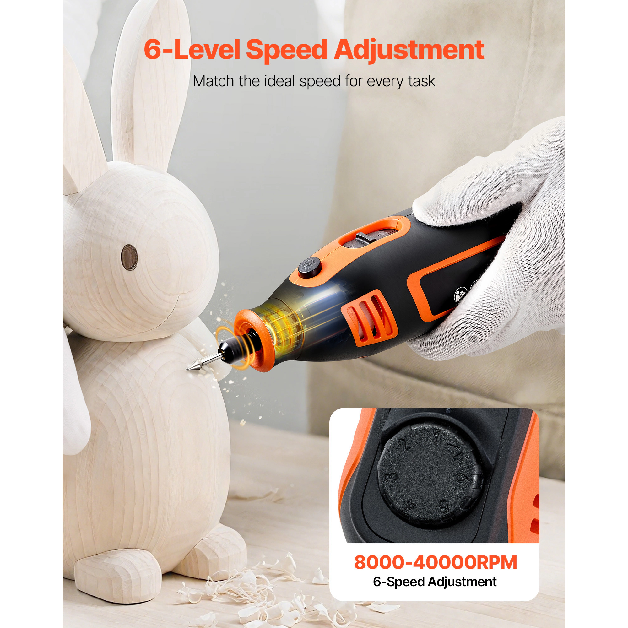 HONGGE Rotary Tool Kit, Mini Power Tool, Multi-Purpose DIY Tools for Engraving, Sanding, Polishing, Cutting