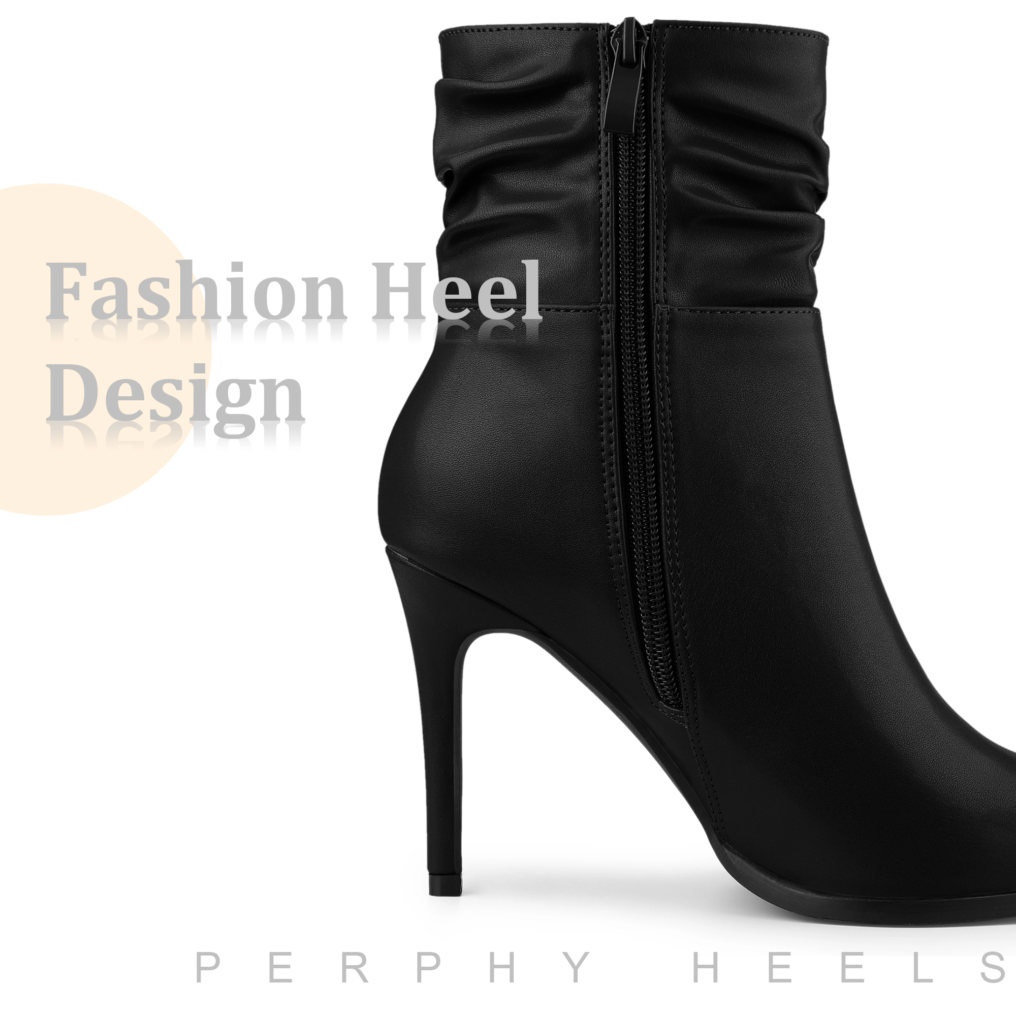 BLISSFUL STEP Women Dressy Slouch Pointed Toe Stiletto Heel Ankle Booties