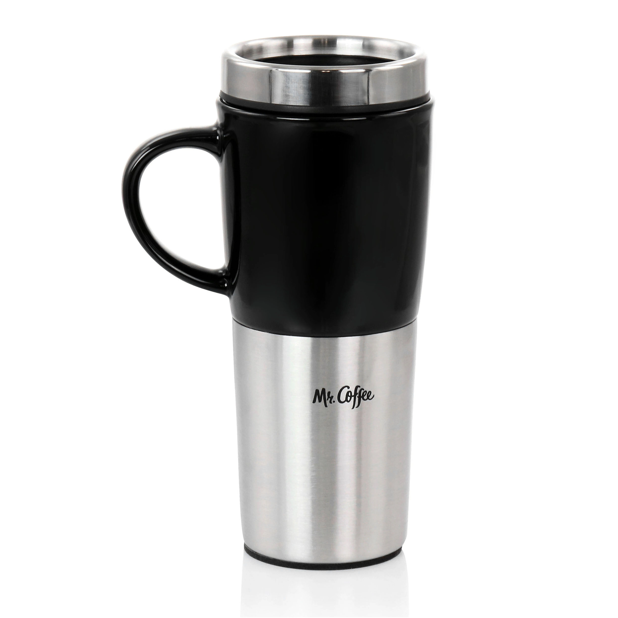 Mr. Coffee 16oz Stainless Steel and Stoneware Travel Mug